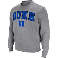 Men's Colosseum Heather Gray Duke Blue Devils Arch & Logo Pullover Sweatshirt