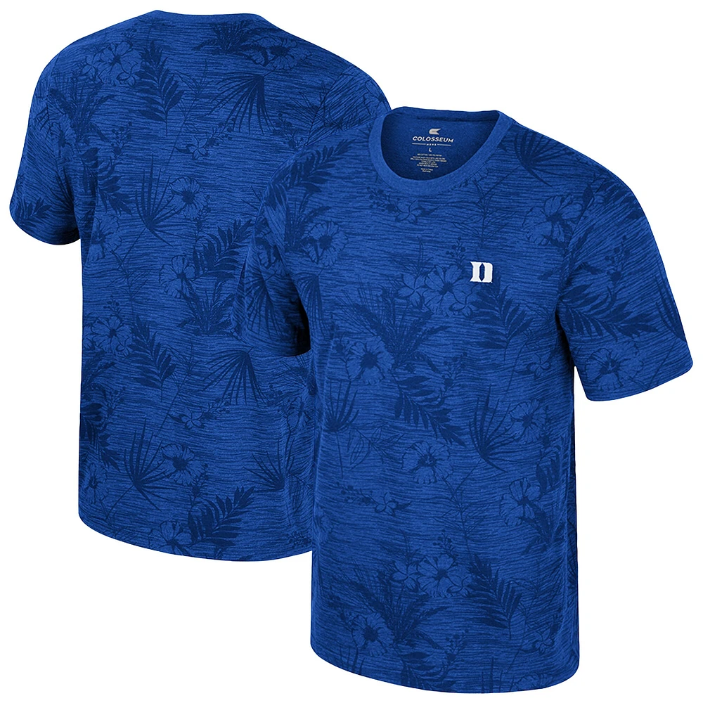 Men's Colosseum Royal Duke Blue Devils Floral Printed T-Shirt