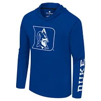 Men's Colosseum Royal Duke Blue Devils Logo Lockup Active Blend Long Sleeve  T-Shirt Hoodie