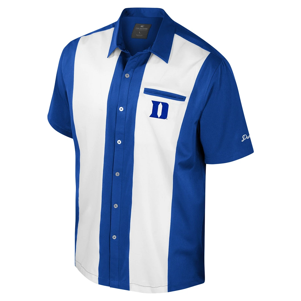 Chemise boutonnée de bowling pour homme Colosseum Royal Duke Blue Devils Strike