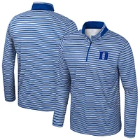 Men's Colosseum Royal Duke Blue Devils Striped Quarter-Zip Top