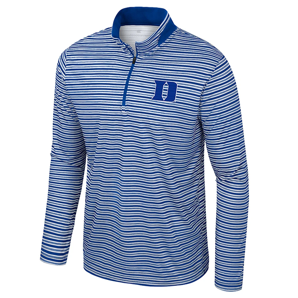 Men's Colosseum Royal Duke Blue Devils Striped Quarter-Zip Top