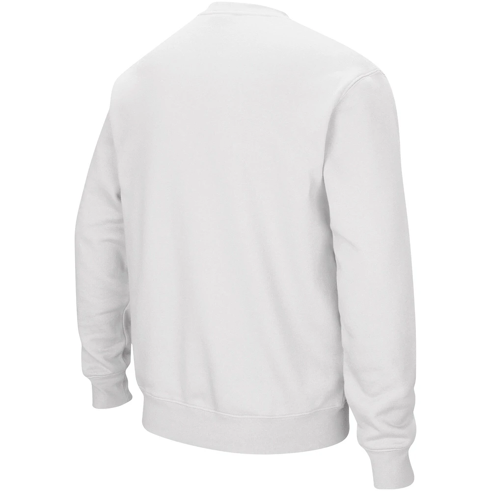 Men's Colosseum White Duke Blue Devils Arch & Logo Pullover Sweatshirt