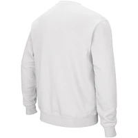 Men's Colosseum White Duke Blue Devils Arch & Logo Pullover Sweatshirt