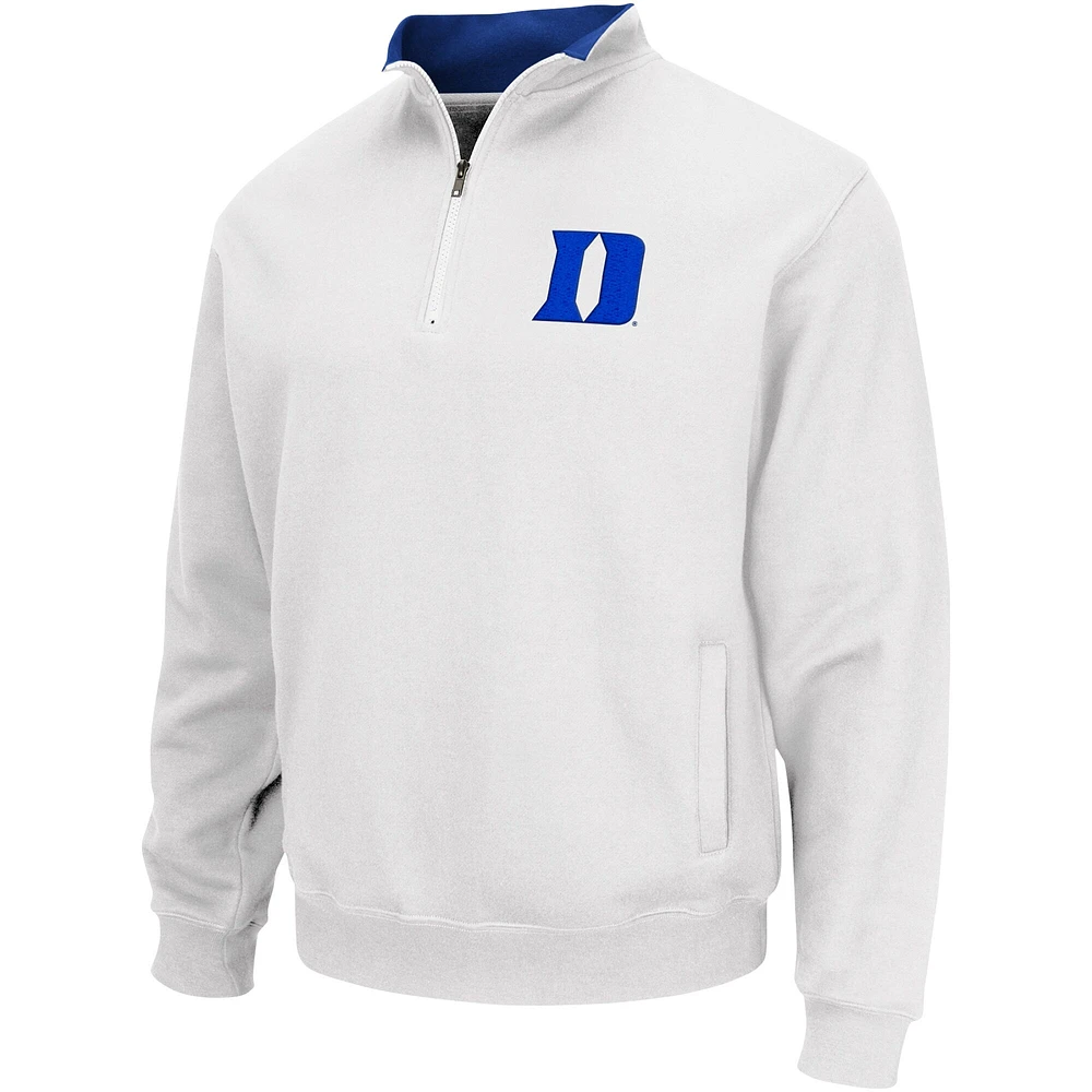 Men's Colosseum White Duke Blue Devils Tortugas Quarter-Zip Top