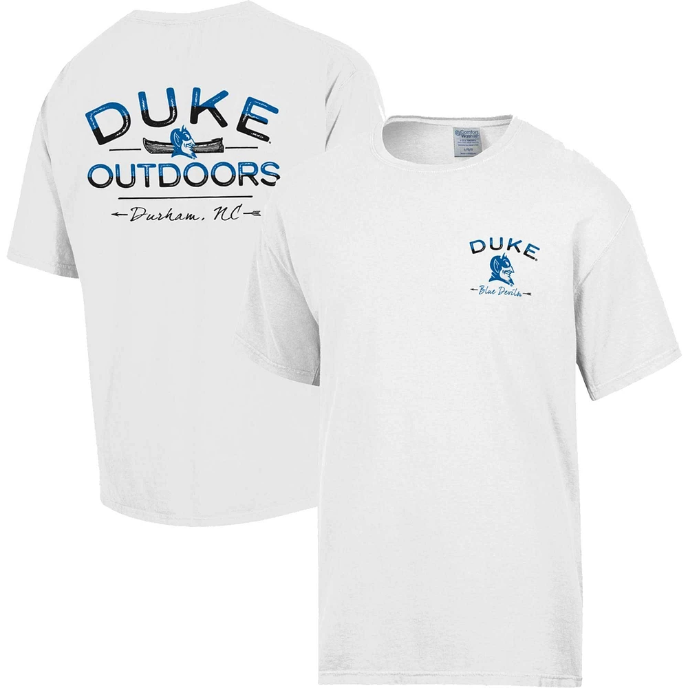 T-shirt blanc délavé confortable pour hommes Duke Blue Devils Great Outdoors