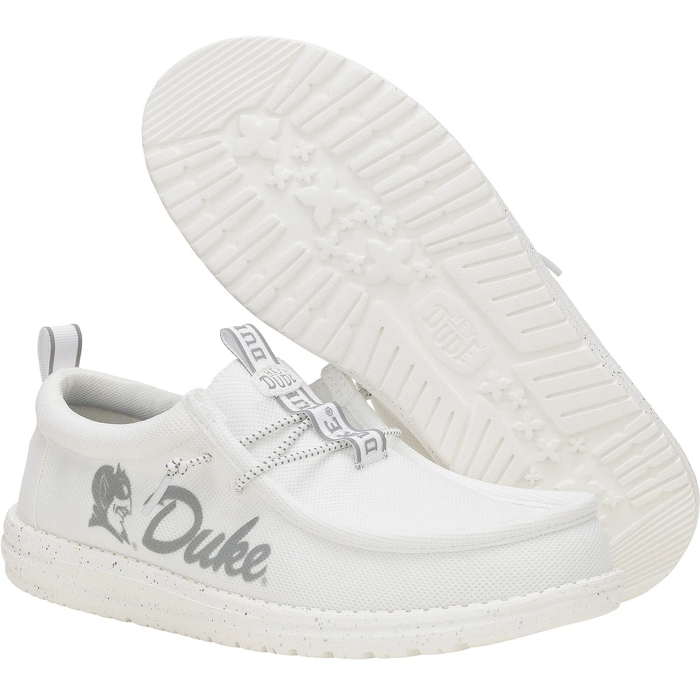 Chaussures décontractées Hey Dude pour hommes White Duke Blue Devils Wally