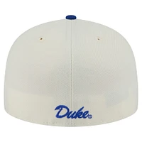 Men's New Era Cream Duke Blue Devils Chrome 59FIFTY Fitted Hat