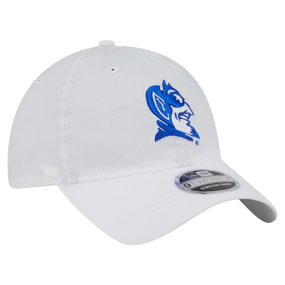 Men's New Era White Duke Blue Devils Active Ripstop 9TWENTY Adjustable Hat