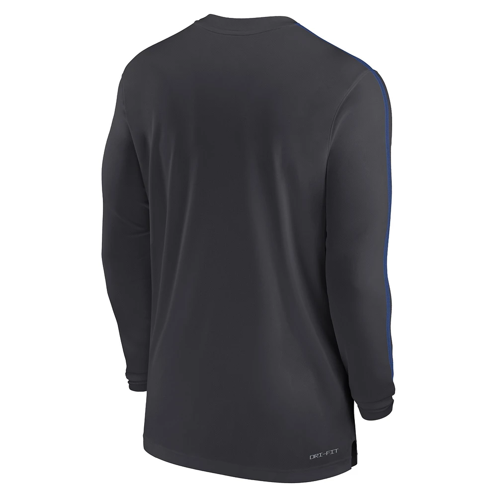 T-shirt à manches longues Nike Anthracite Duke Blue Devils Sideline Coach UV Performance pour homme