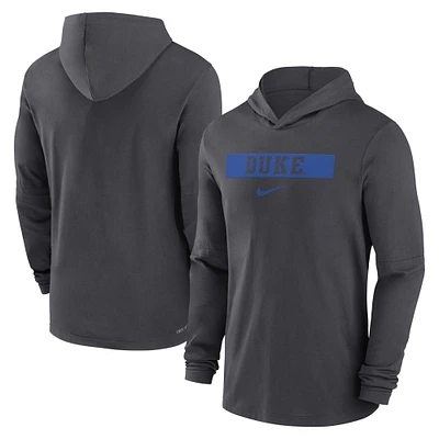 T-shirt à manches longues Nike Anthracite Duke Blue Devils 2024 Sideline pour homme