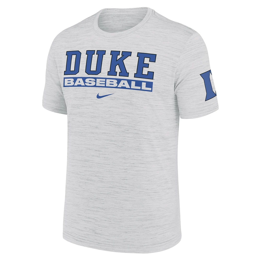 Men's Nike Ash Duke Blue Devils Velocity Baseball Wordmark Stack Performance T-Shirt