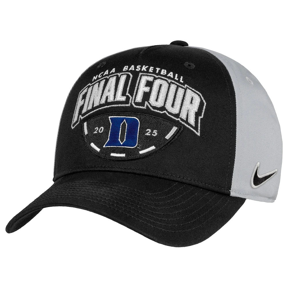 Casquette ajustable Nike noire/grise Duke Blue Devils pour homme, tournoi de basketball masculin NCAA 2025, Final Four Regional Champions March Madness, vestiaire