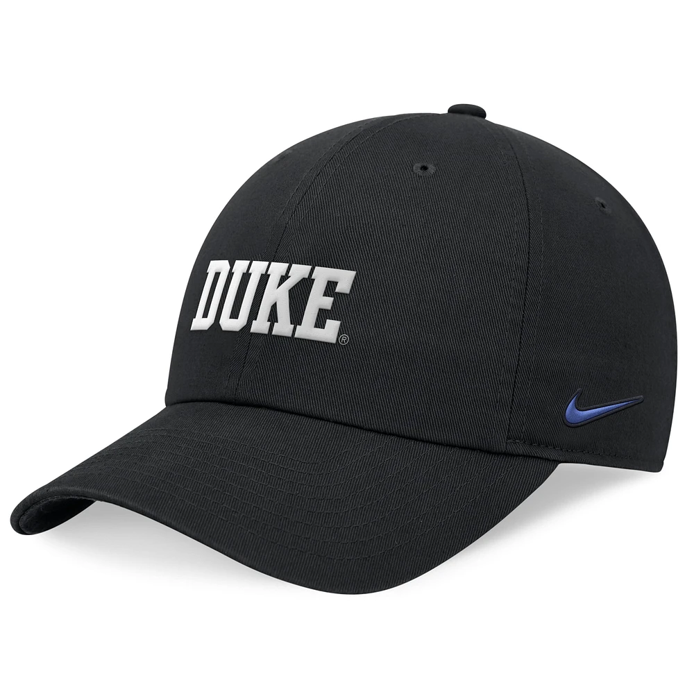 Casquette ajustable Nike Black Duke Blue Devils 2024 On-Field Club pour homme