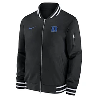 Men's Nike Black Duke Blue Devils 2024 Sideline Full-Zip Bomber Jacket