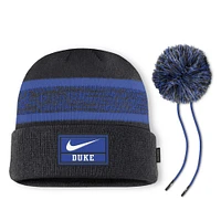 Men's Nike  Black Duke Blue Devils On-Field Peak Cuffed Knit Hat with Pom