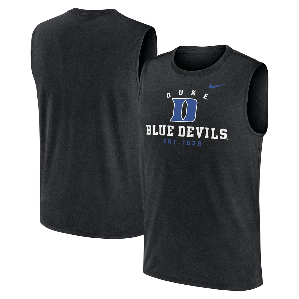 Men's Nike Black Duke Blue Devils Primetime Legend Mascot Lock Up Performance Muscle Tank Top