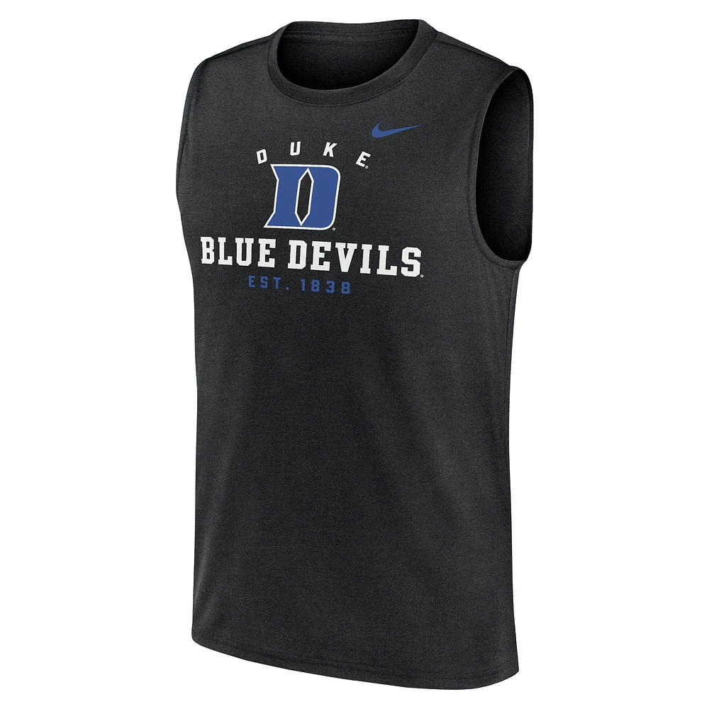 Men's Nike Black Duke Blue Devils Primetime Legend Mascot Lock Up Performance Muscle Tank Top