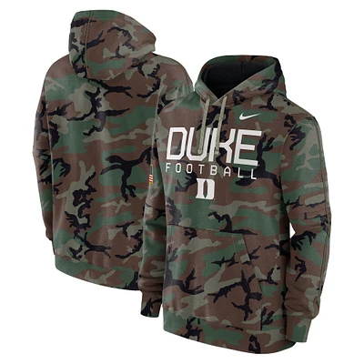 Men's Nike  Camo Duke Blue Devils 2024 Military Appreciation Club Fleece Pullover Hoodie