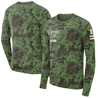 T-shirt à manches longues militaire Nike Camo Duke Blue Devils pour homme