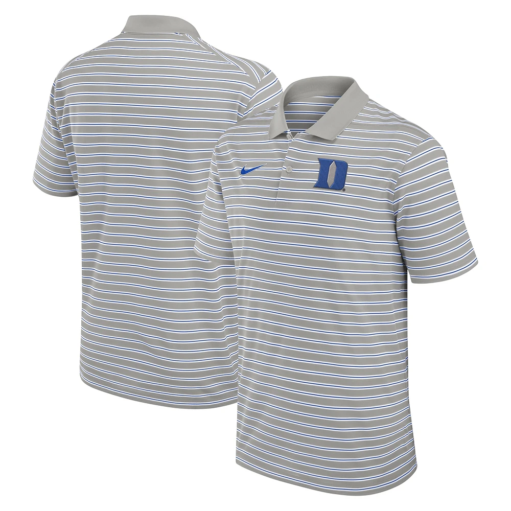 Men's Nike Gray/White Duke Blue Devils Primetime Victory Striped Performance Polo