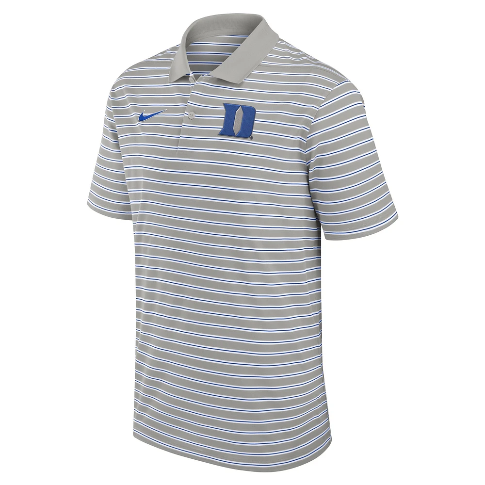 Men's Nike Gray/White Duke Blue Devils Primetime Victory Striped Performance Polo