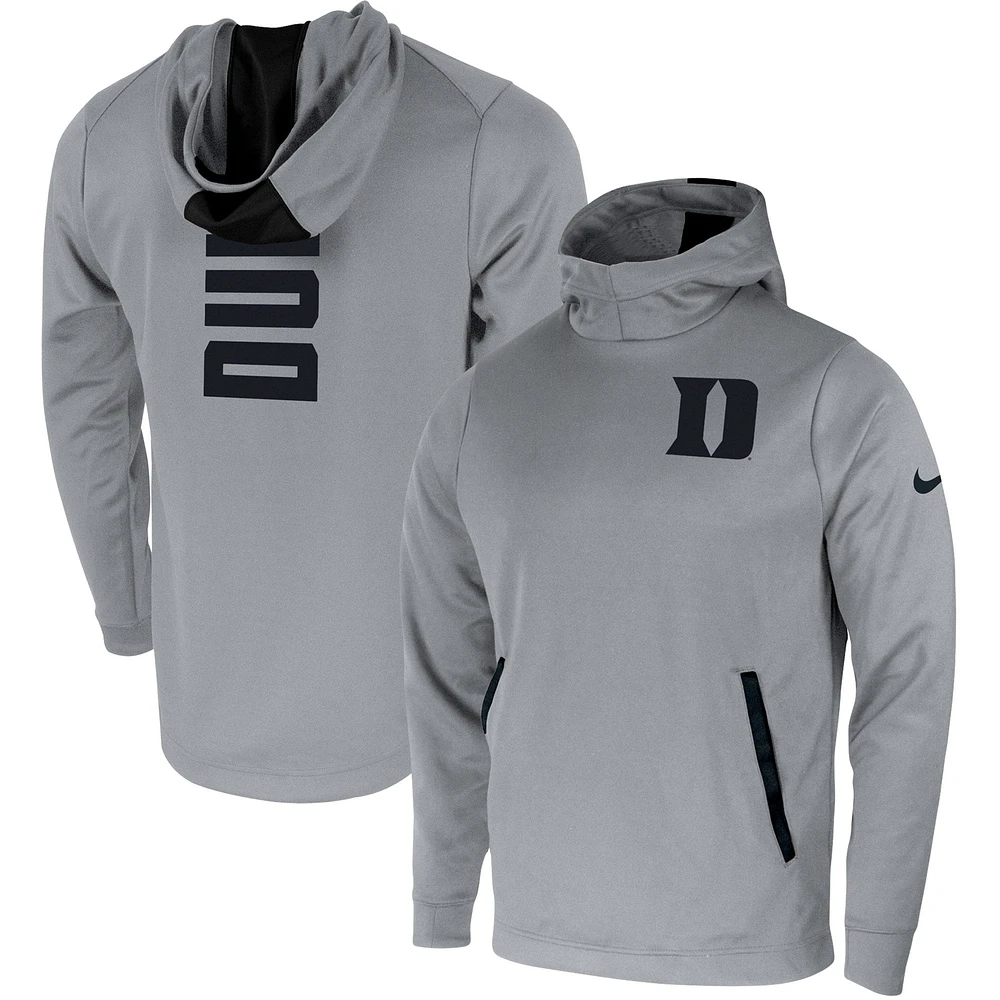 Men's Nike Gray Duke Blue Devils 2-Hit Performance Pullover Hoodie