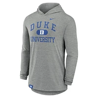 T-shirt à capuche manches longues Nike gris chiné Duke Blue Devils Blitz pour homme