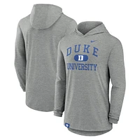 T-shirt à capuche manches longues Nike gris chiné Duke Blue Devils Blitz pour homme