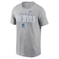 T-shirt Nike Heather Grey Duke Blue Devils Campus 2-Hit Primary Mascot pour homme