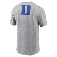 Men's Nike Heather Gray Duke Blue Devils Campus 2-Hit Primary Mascot T-Shirt