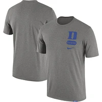 T-shirt à trois mélanges Nike Campus Letterman Duke Blue Devils pour homme, gris chiné