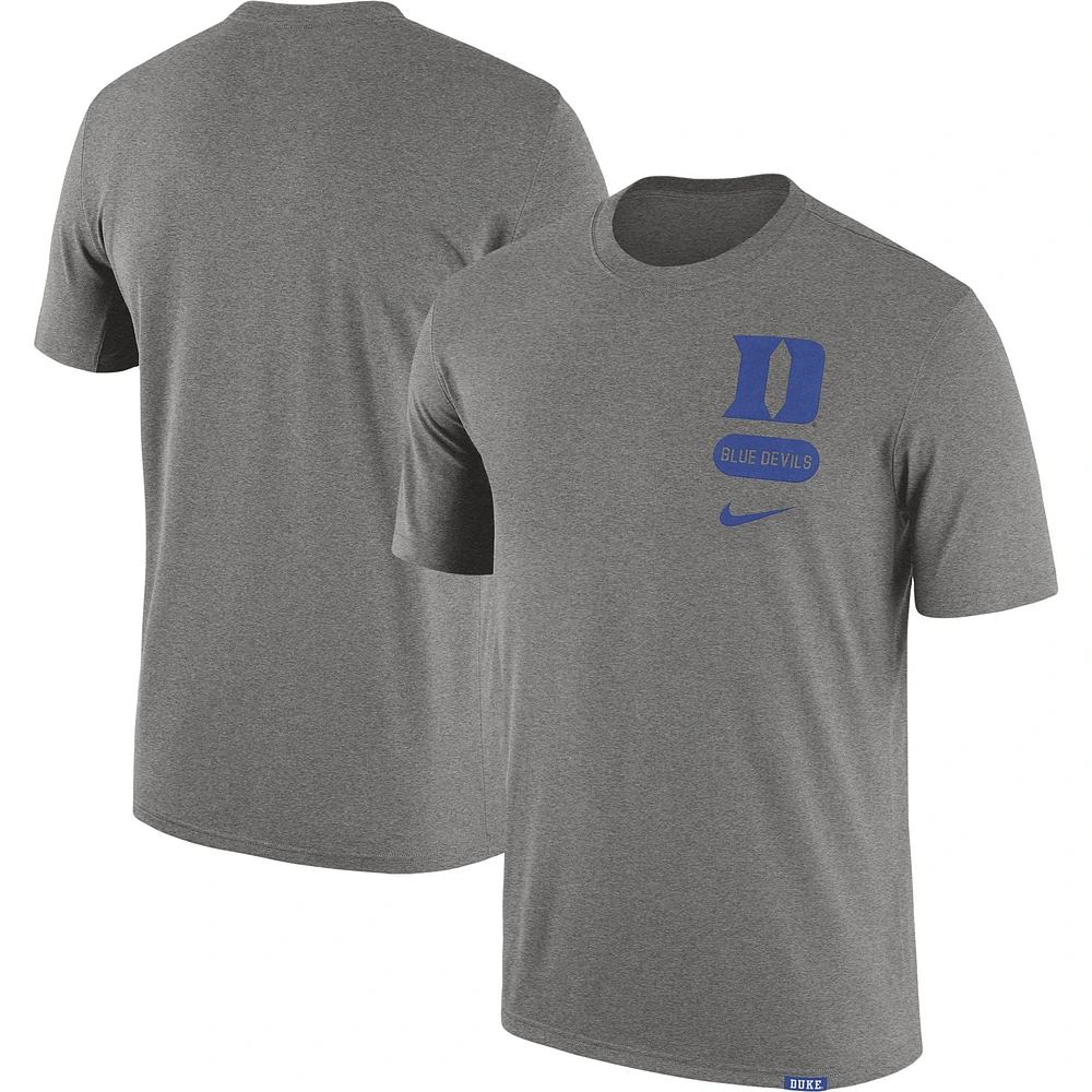 Men's Nike Heather Gray Duke Blue Devils Campus Letterman Tri-Blend T-Shirt