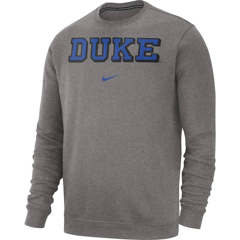 Men's Nike Heather Gray Duke Blue Devils Club Fleece Sweatshirt