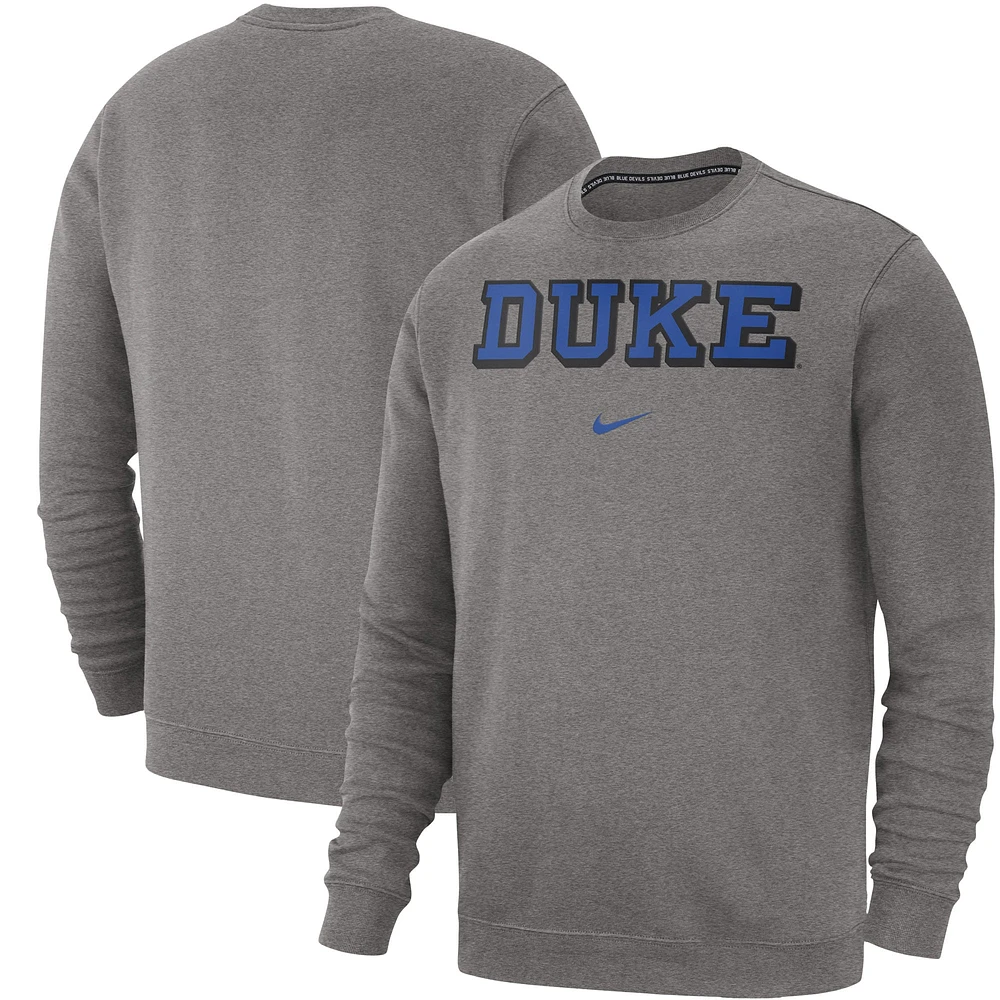 Sweat-shirt en polaire Nike gris chiné Duke Blue Devils Club pour homme