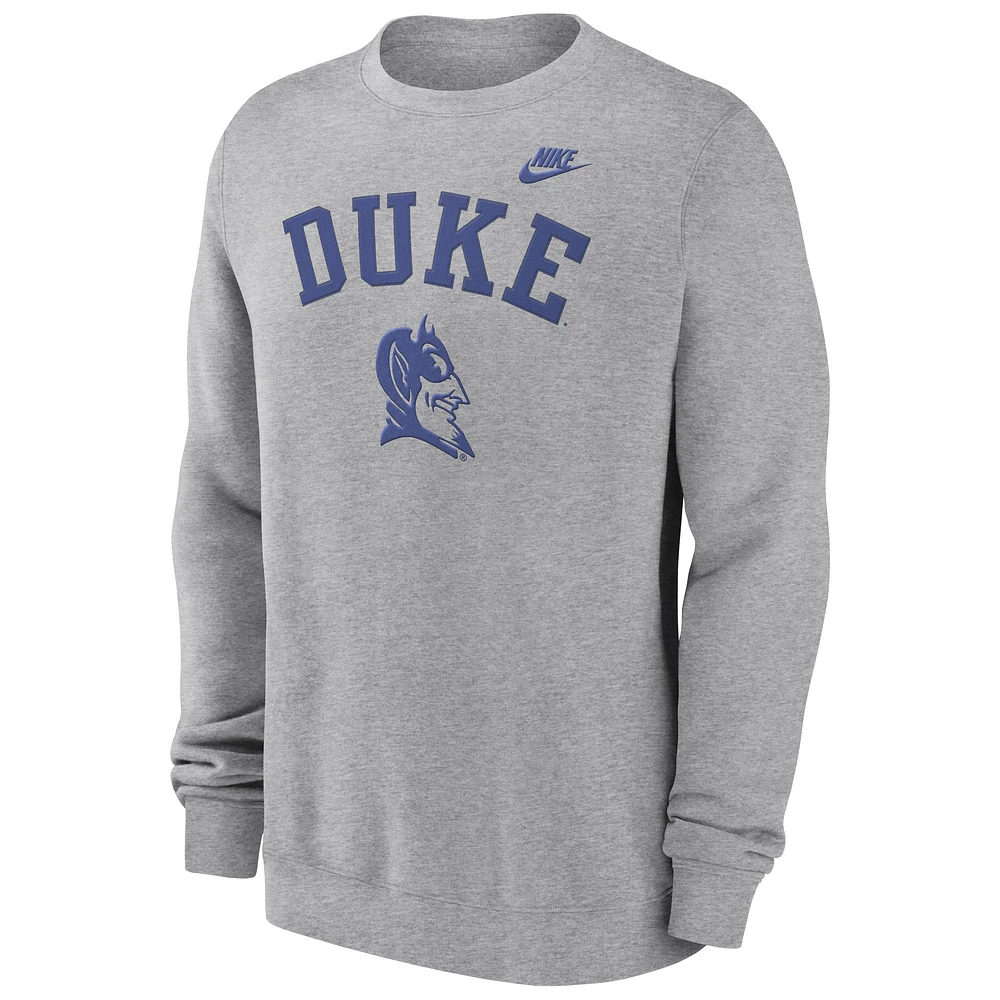 Men's Nike Heather Gray Duke Blue Devils Legacy Classic Pullover Sweatshirt