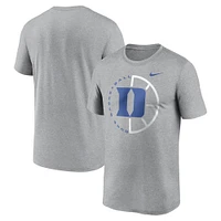 T-shirt Nike Heather Grey Duke Blue Devils Legend Basketball Icon Performance pour homme