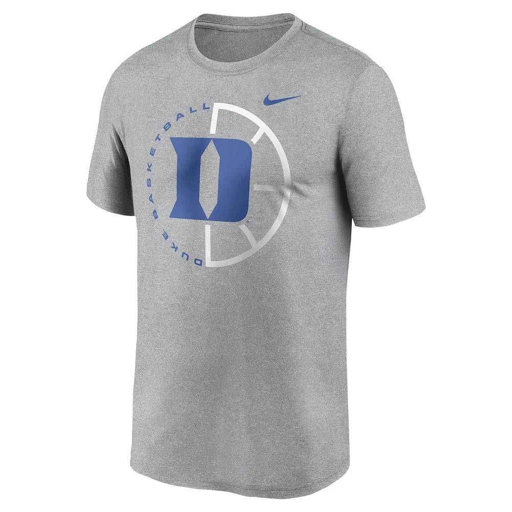 T-shirt Nike Heather Grey Duke Blue Devils Legend Basketball Icon Performance pour homme