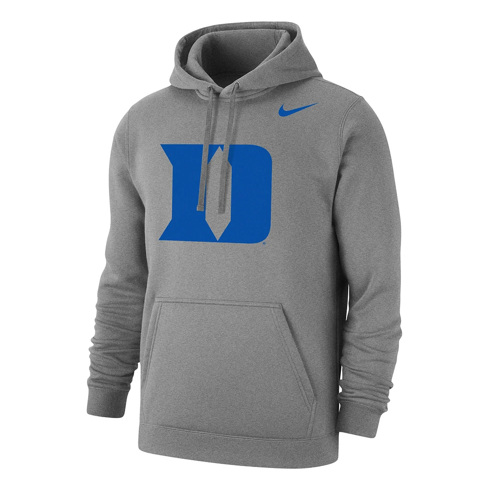 Men's Nike Heather Gray Duke Blue Devils Logo Club Pullover Hoodie