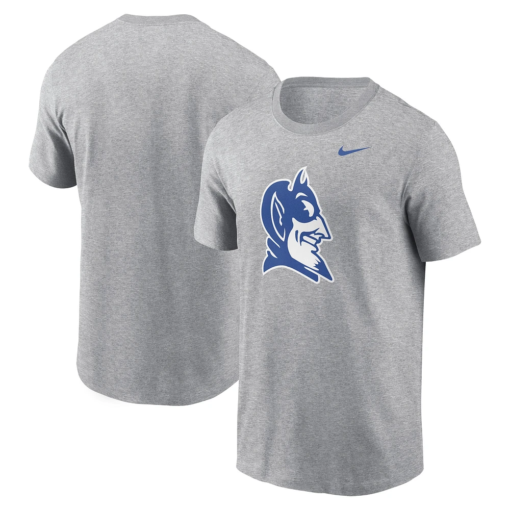 Men's Nike Heather Gray Duke Blue Devils Primetime Alternate Logo T-Shirt