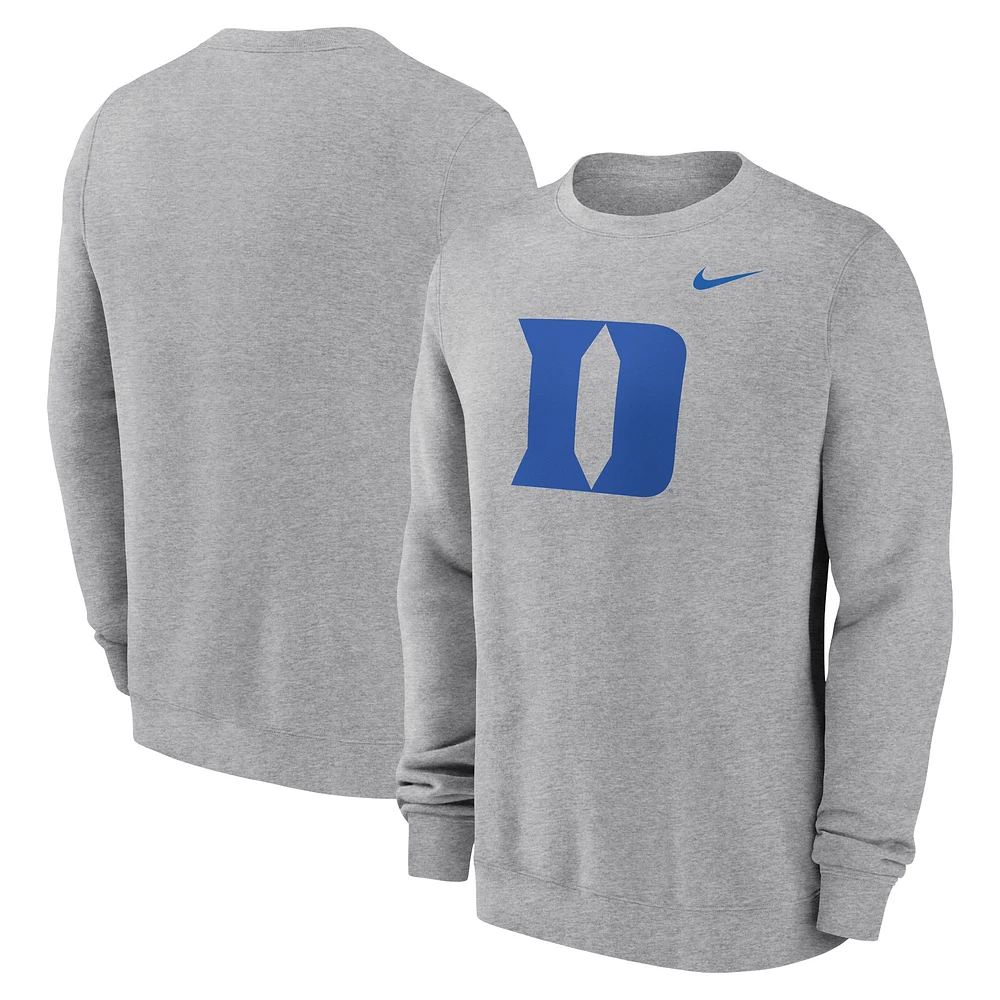 Sweat-shirt en molleton Nike Heather Grey Duke Blue Devils Primetime pour homme