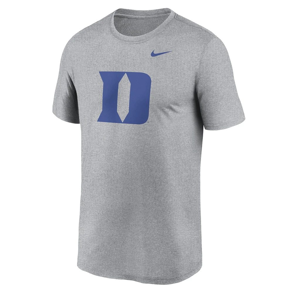 Men's Nike Heather Gray Duke Blue Devils Primetime Legend Logo T-Shirt