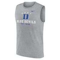 Débardeur Nike gris chiné Duke Blue Devils Primetime Legend Mascot Lock Up Performance Muscle pour homme
