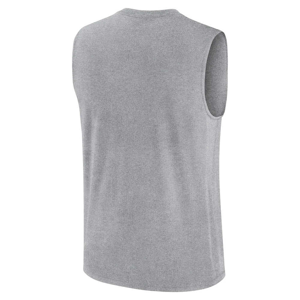 Débardeur Nike gris chiné Duke Blue Devils Primetime Legend Mascot Lock Up Performance Muscle pour homme