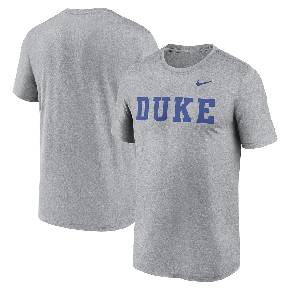 T-shirt Nike gris chiné Duke Blue Devils Primetime Legend Wordmark pour homme