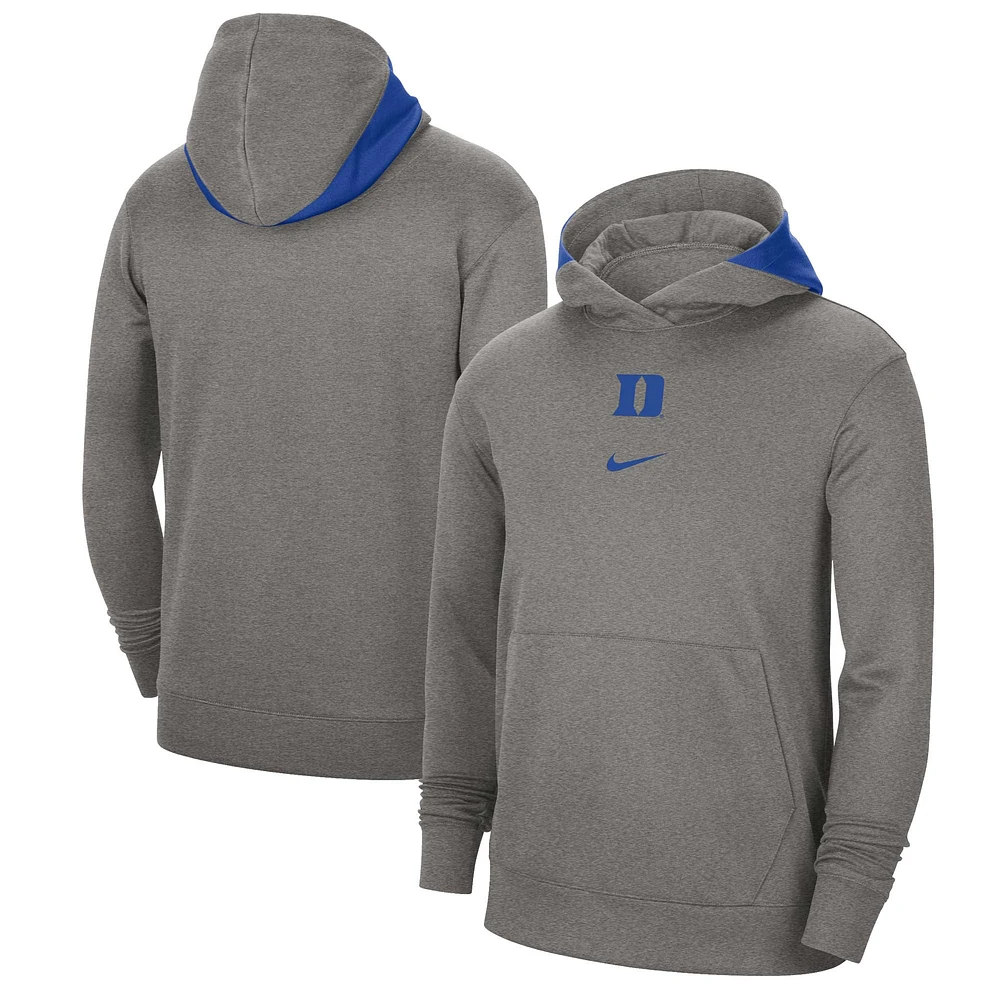 Sweat à capuche Nike gris chiné Duke Blue Devils Team Basketball Spotlight Performance pour homme