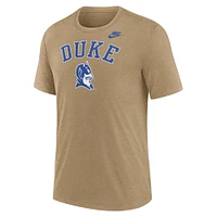 T-shirt Nike Heather Light Brown Duke Blue Devils Legacy Arch Tri-Blend pour homme