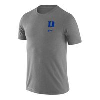 Men's Nike Heathered Gray Duke Blue Devils Logo Stack Legend Performance T-Shirt