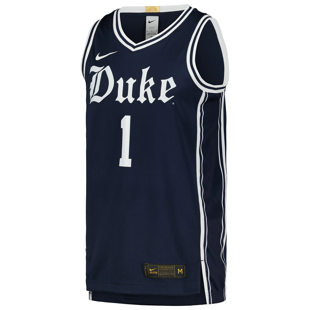 Men's Nike #1 Navy Duke Blue Devils Limited Authentic Jersey