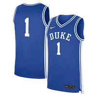 Men's Nike #1 Royal Duke Blue Devils Road Replica Jersey